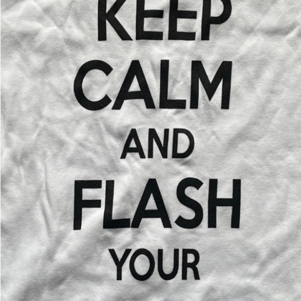 Dr McGillicuddy’s White Graphic Tee keep calm and flash your stache